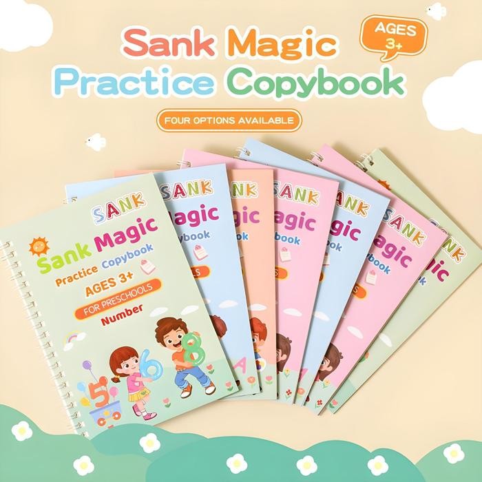 

New Sank Magic Practice Book 1 Set Isi 4 Buku dan PulPen Stationery Pen Belajar Tinta