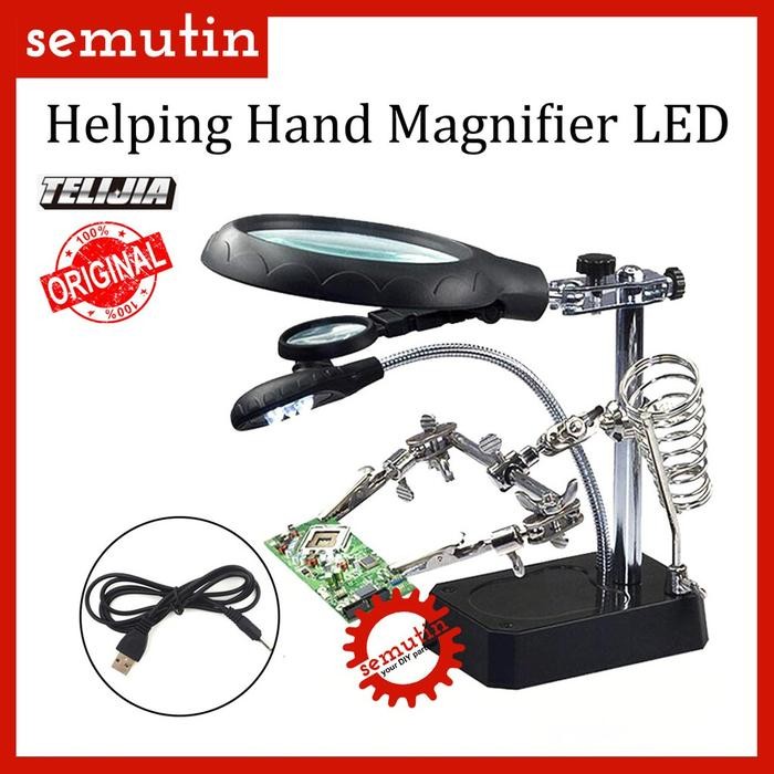 

SALE Penjepit PCB LED TELIJIA TE-800 ORIGINAL / Holder Kaca Pembesar Lampu / Helping Hand Magnifier
