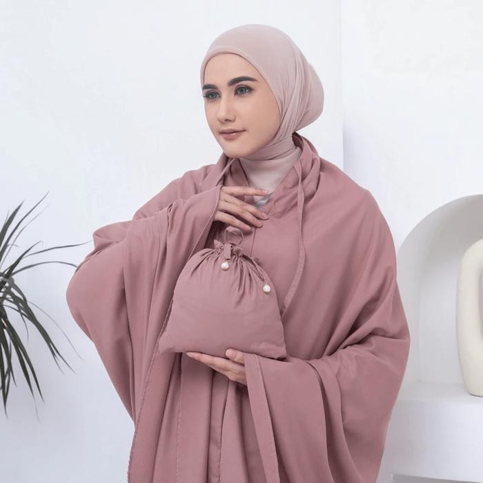 Pilihan- Mukena Dewasa Traveling Polos 2In1 Katun Resleting Mukena Traveling