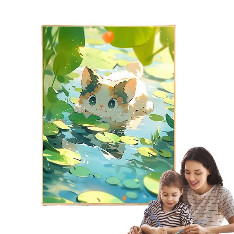 Paint By Number Cat Digital Painting By Numbers DIY Gift Canvas Painting Kits For Kids Beginners DIY
