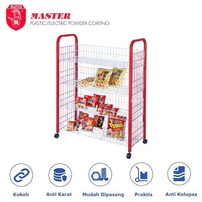 RAK MASTER SERBAGUNA RODA 4 SUSUN RS-4 / RAK JAJAN / RAK MINIMARKET