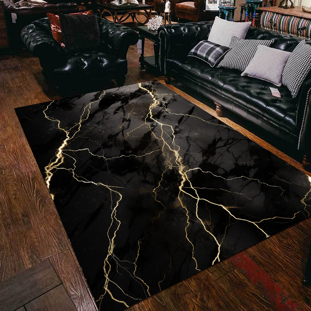 Luxury Marble Black Carpet Decoration Home Bedroom Rugs Soft Non-slip Carpets for Living Room Entran