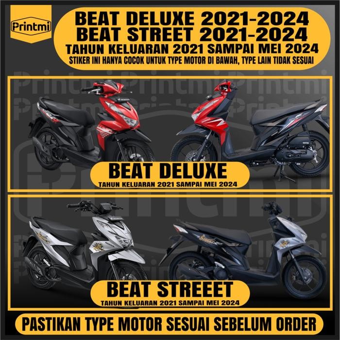Printmi Decal Motor Beat Deluxe 2021 2022 2023 New Full Body Stiker Honda Hello Kitty Street Cbs Iss