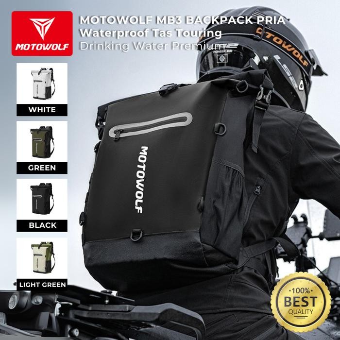 Motowolf MB3 Backpack Pria Motor Waterproof Tas Touring Drinking Water Premium