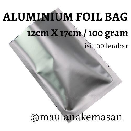 kemasan sachet full aluminium Foil bag 12X17 cm 100 gram premium