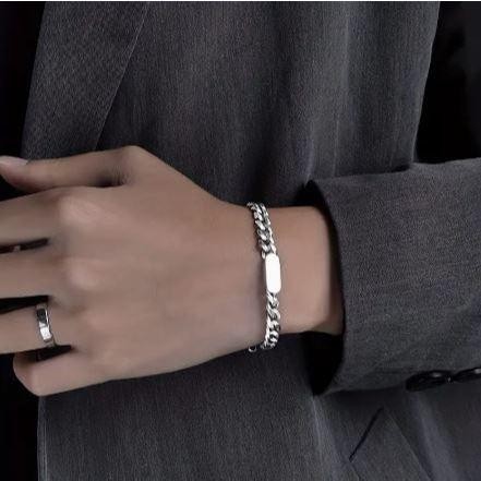 Gelang Titanium Pria Liontin Plat Titanium Putih gelang plat gelang titanium pria keren gelang pria