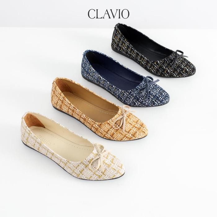 Donatello - Lensi Sepatu Flatshoes Wanita Motif Rajut Kerja Hitam