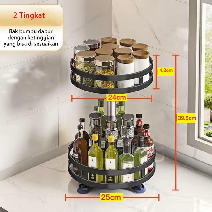 ZENRak Bumbu Berputar 360 Derajat Rak Bumbu Dapur Rak Dapur Serbaguna Stainless Rotate Kitchen Set