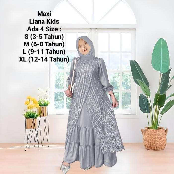 2pt5- Alf-Baju Gamis Maxi Anak Perempuan Dan Remaja Abg Model Kerutan Terbaru Kekinian