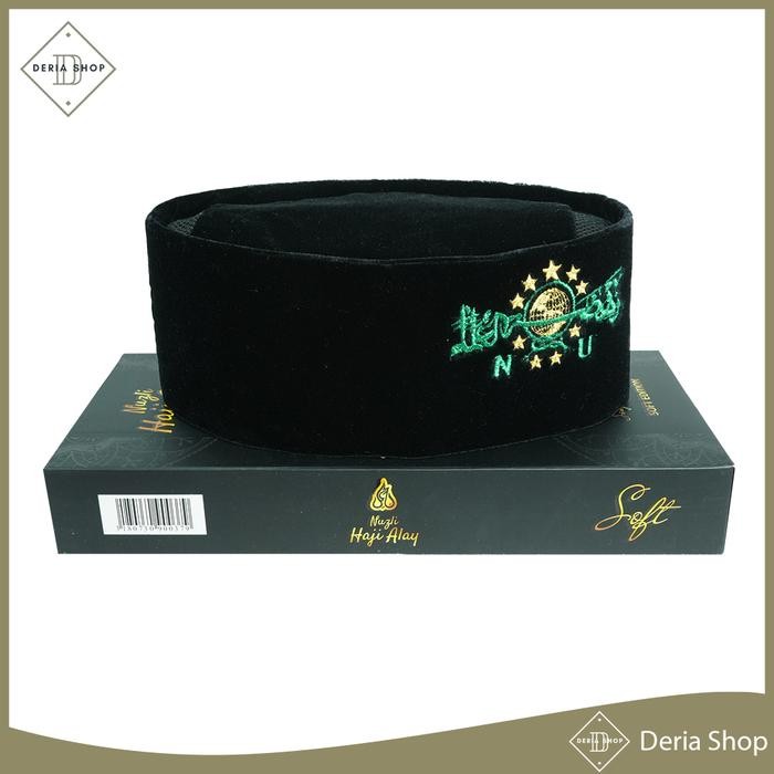 DISKON Songkok Premium HAJI ALAY BORDIR SPESIAL AC Tinggi 9 Peci Sholat Pria Dewasa Hitam Motif
