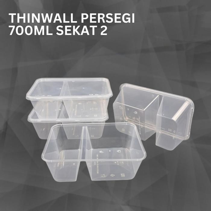 Thinwall 700Ml Sekat 2 Lunch Box Food Container Takeaway Bento Box Promo 