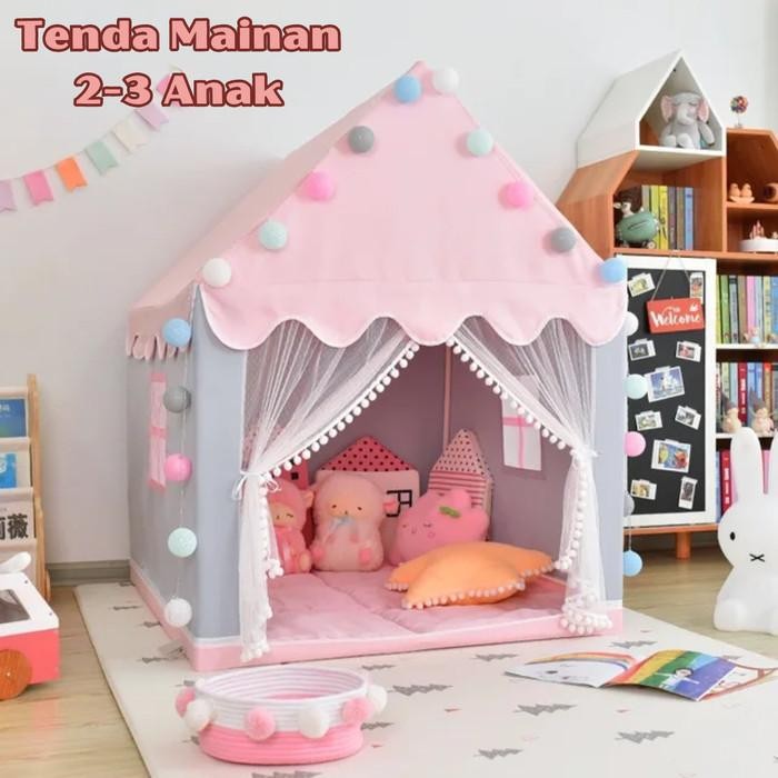 Tenda Camping Anak 2 3 4 Orang Mainan Rumah Rumahan Castle Princess Jumbo Jendela Pintu