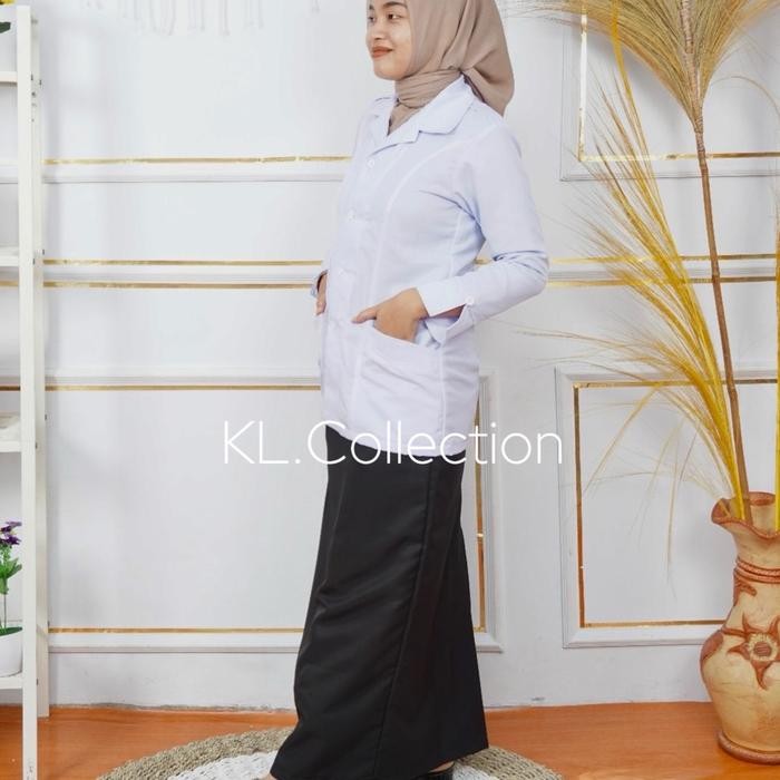 ORIGINAL Baju pemda pns wanita Stelan hitam putih an saku bawah benang timbul wanita terbaru READY