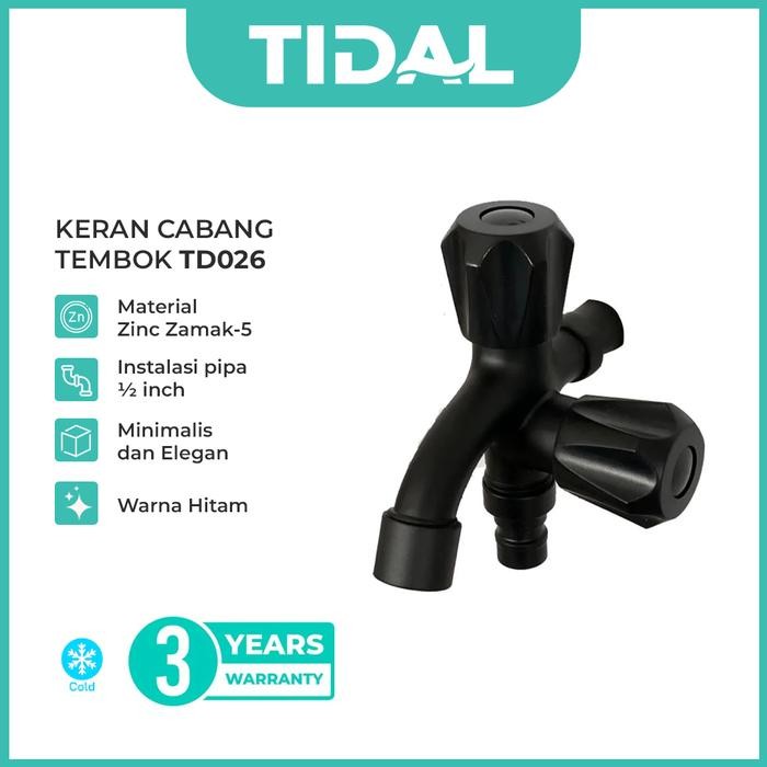 Tidal Keran Air Cabang Tembok Hitam Kran Tidal Td026 Black Pasti Ori