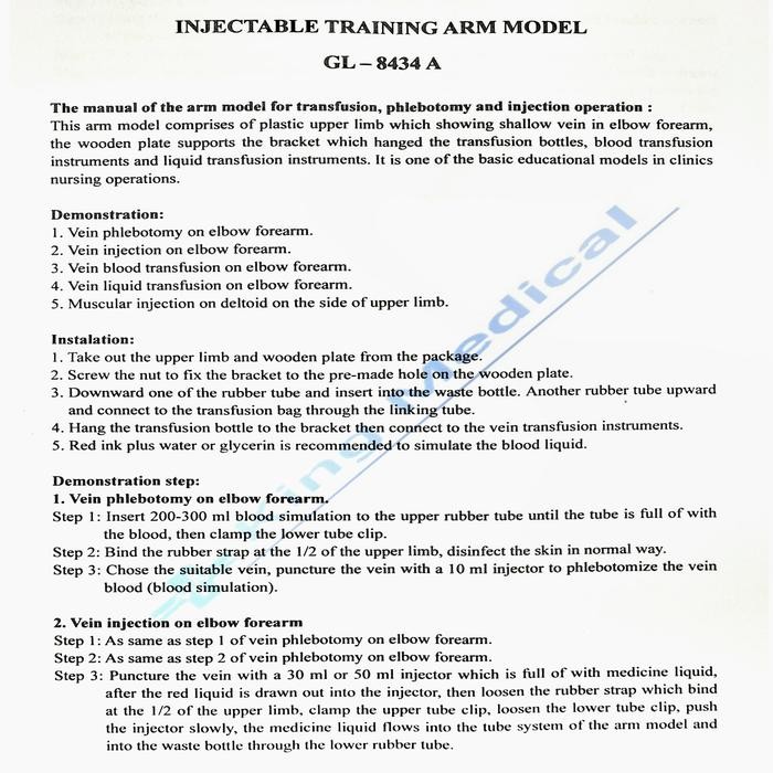 zefs- Manikin Lengan Infus/Manekin Phantom Alat Peraga Gl 8434A Guan Long