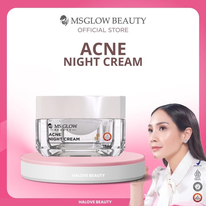 5mr0- Ms Glow Acne Night Cream - Untuk Wajah Berjerawat