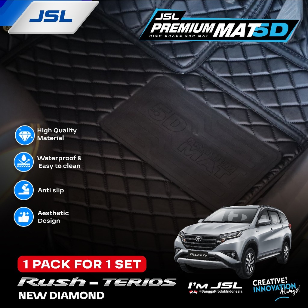 All New Rush Terios 2018 Karpet Mobil 5D JSL Mat Model New Diamond