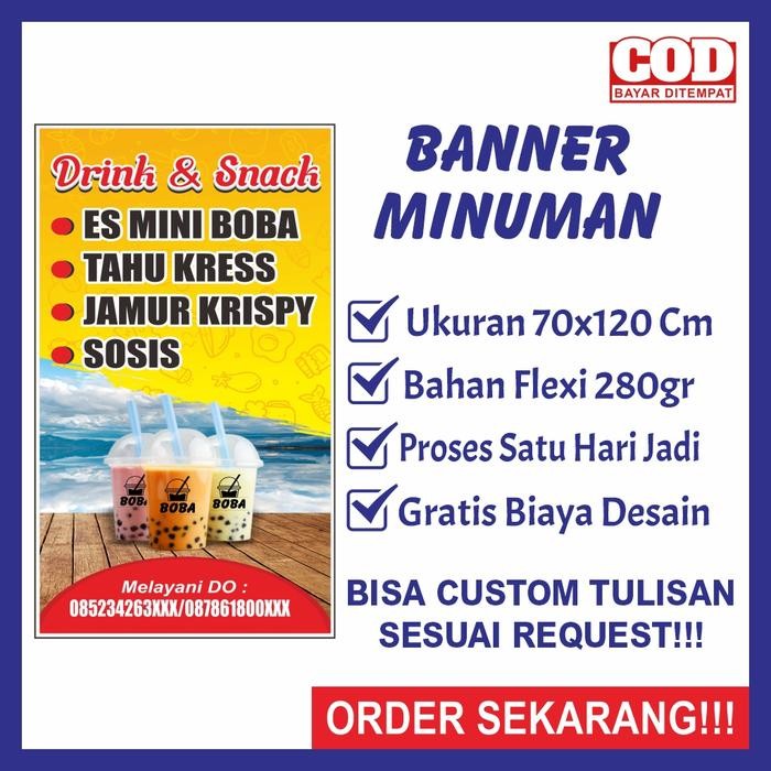 DISKON Banner Baner Bener Spanduk Jual Minum Minuman Es 70x120cm Bisa Request READY STOCK