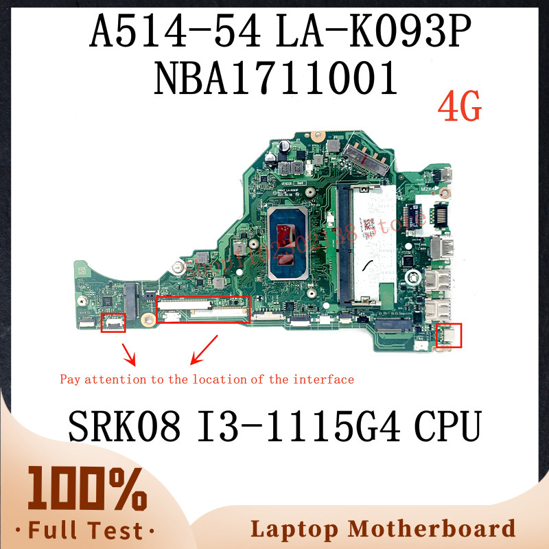Casing Laptop FH5AT LA-K093P SRK08 I3-1115G4 CPU Mainboard For Acer Aspire A514-54 A515-56 A315-58 L