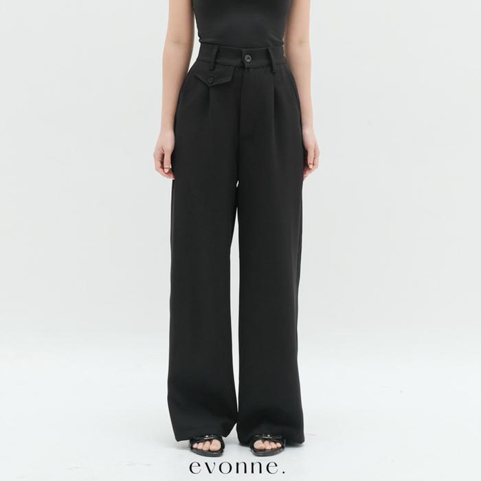 EVONNE IORA Pants Celana Panjang Wanita Long Pants Casual - Hitam, S to M