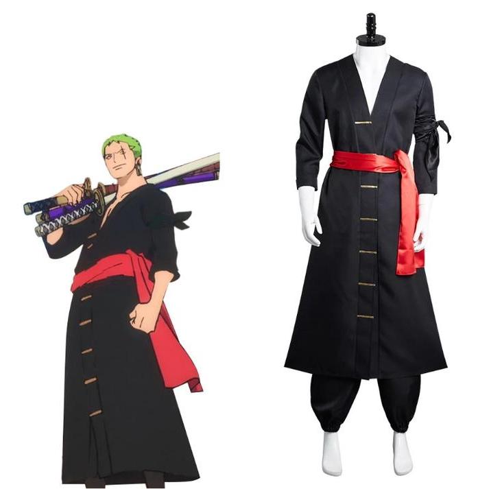 Kostum One Piece Roronoa Zoro Cosplay Costume Zoro Wano costume Black kimono