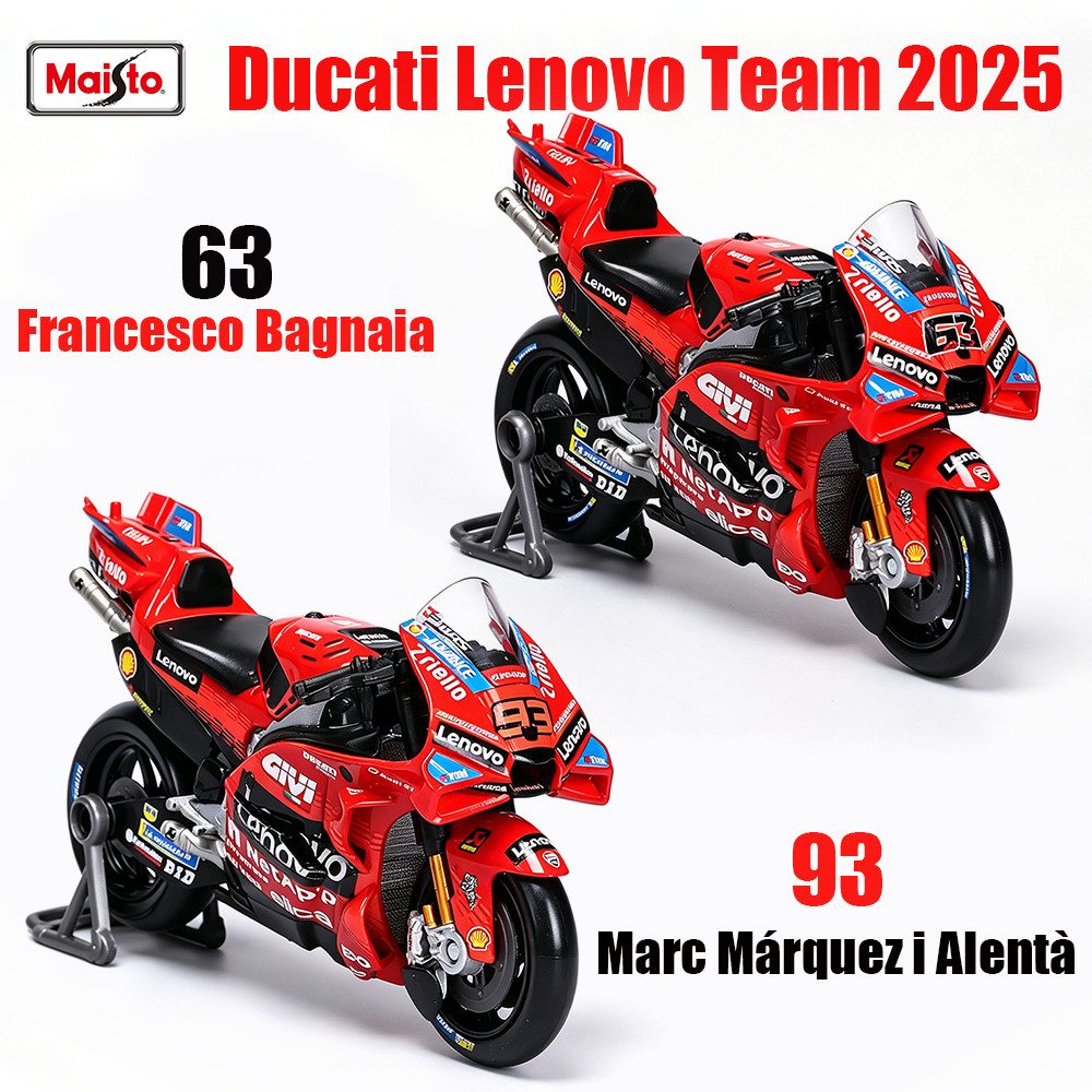 Maisto 1:18 MotoGP Ducati Team 2025 #63 Francesco Bagnaia #93 Marc Mrquez i Alent casting motorcycle
