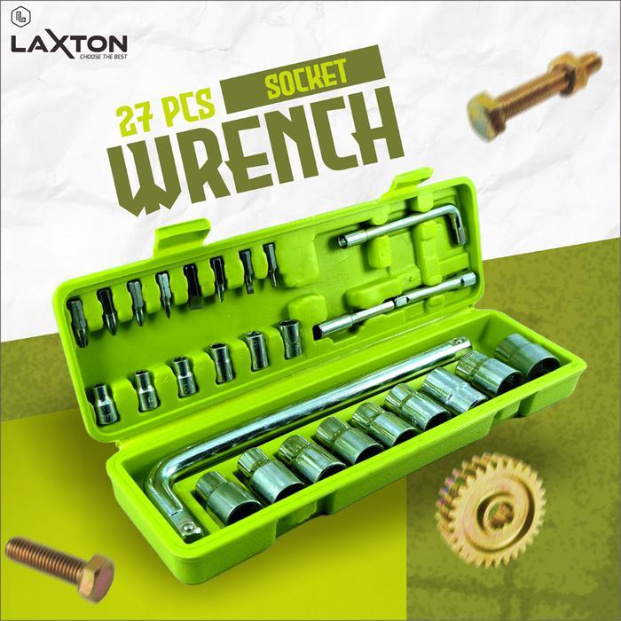 LAXTON kunci sok shock set motor socket 27 pcs L03-027 MURAH BANGET