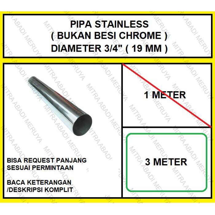 Terbaru Pipa Gantungan Baju Pipa Stainless 3/4" (19 Mm) - 3 Meter Pipa Bulat