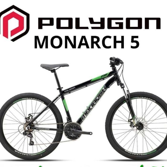 Sepeda Gunung 26 Inc alloy Polygon Monarch 5 Shimano 7sp SNI NEW - HITAM HIJAU