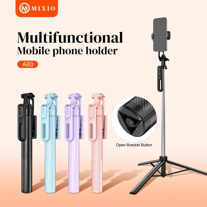 Mixio A83 Tripod Macaron 180Cm / Premium Tongsis Tripod Bluetooth Remote Selfie Stick Hand