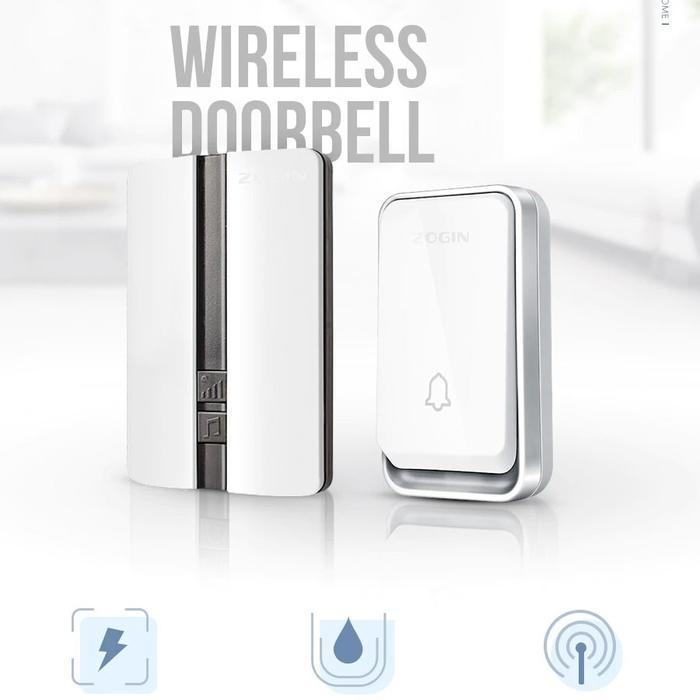 ZOGIN W33 Kinetik bel rumah bel pintu wireless Baterai Bell - putih