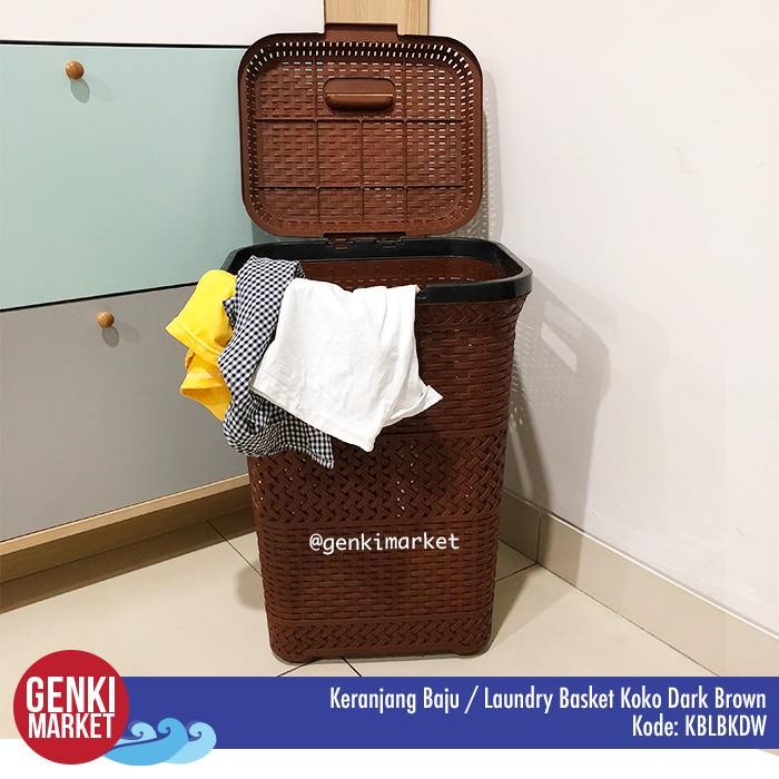 KERANJANG BAJU KOTOR PLASTIK TUTUP / TEMPAT BAJU KOTOR / LAUNDRY BASK