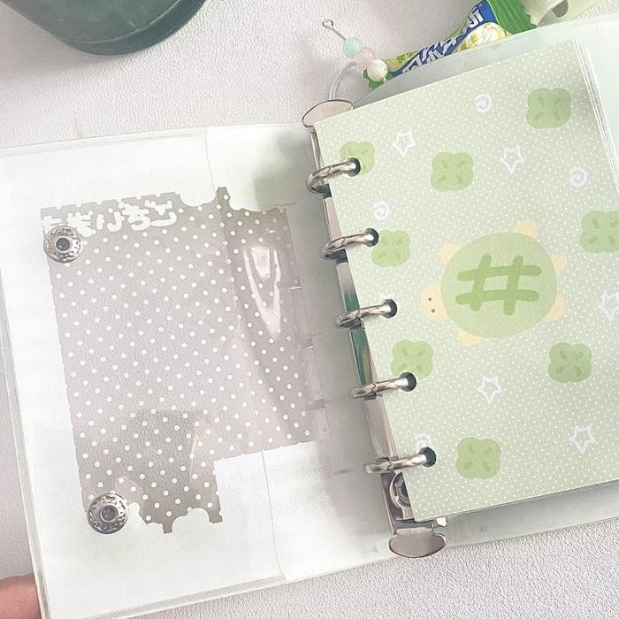 

5 Holes Binder Notebook Honey Melon Green Notebook Cover Mini Portable Rings Binder Card Collect
