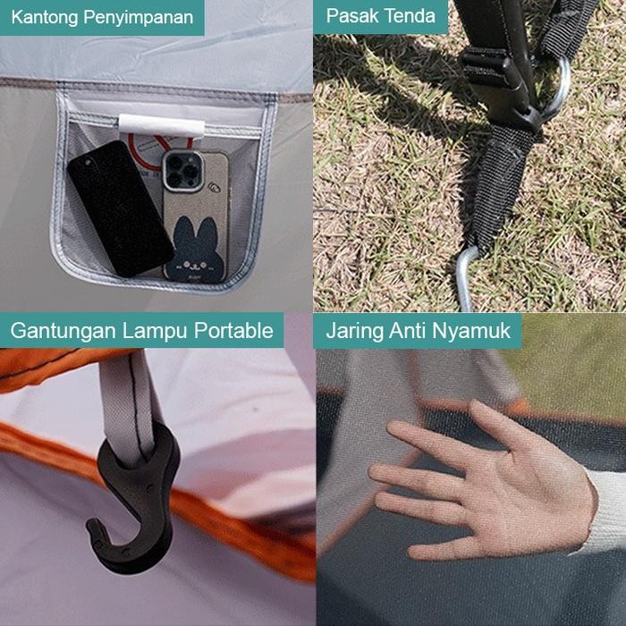 AERA Tenda Camping 8 10 Orang Double Layer Kapasitas 8-12 Orang
