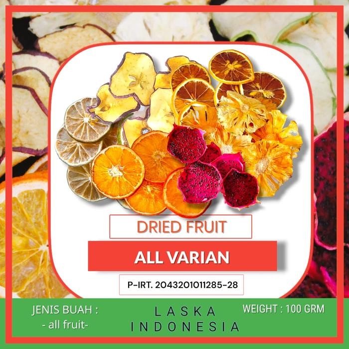 

Pilihan- Dried Fruit 100Gr / Buah Kering 100Gram /Dehydrate Fruit /Lemon Kering /Nanas