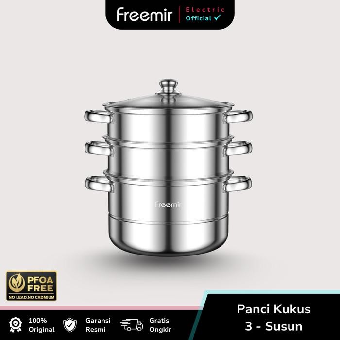 Pilihan- Freemir Panci Kukus Stainless Steel 3 Susun Dandang Steamer Kukusan