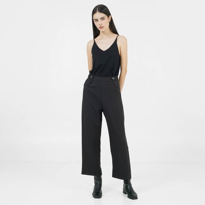 Ready This Is April Celana Kulot Katun Wanita Kekinian Palmer Pants Black, White & Sage