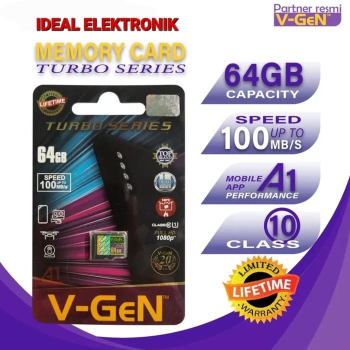 Terbaik Microsd V-Gen Turbo 64Gb Class 10 Micro Sd Vgen Memory Hp 64 Gb 100% Ori