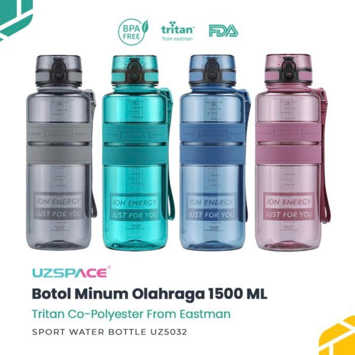 UZSPACE 5032 Botol Minum Olahraga Besar 1.5 Liter USA Tritan