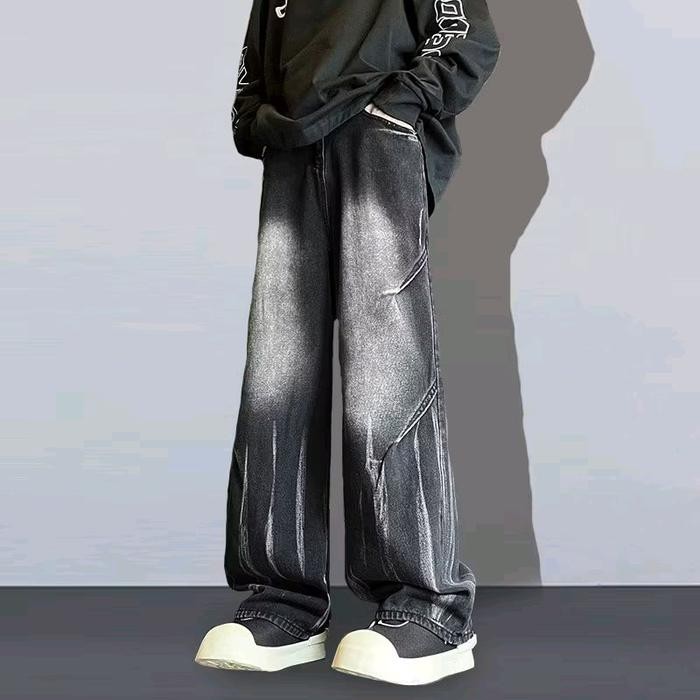 [Unisex] Terbaru Celana Panjang Bagy Jeans Petir - Celana Baggy Denim Selvedge Loose Pants Unisex