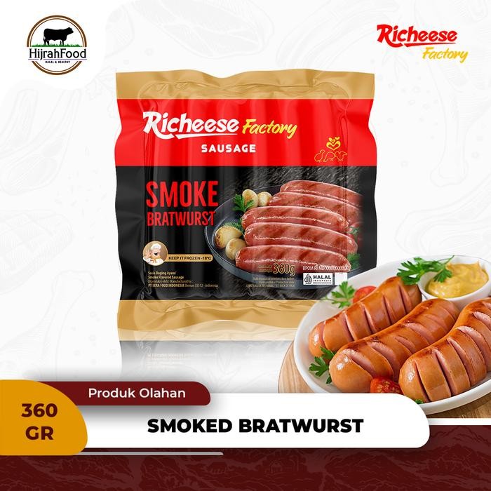 

Pilihan- Richeese Smoked Bratwurst Sausage Sosis Bratwurst Asap - 360 Gr