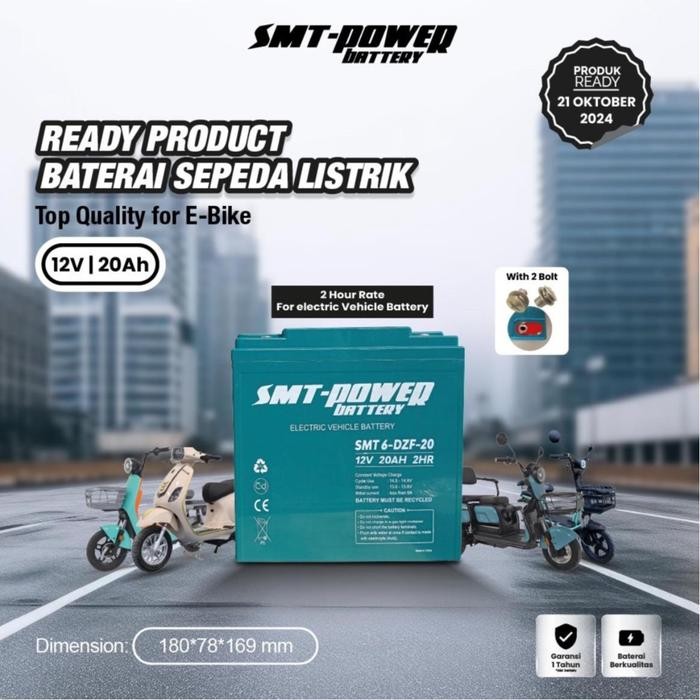 BATERAI SMT POWER 6DZF20 12V 20AH BATTERY 6DZM20 SELIS SEPEDA LISTRIK
