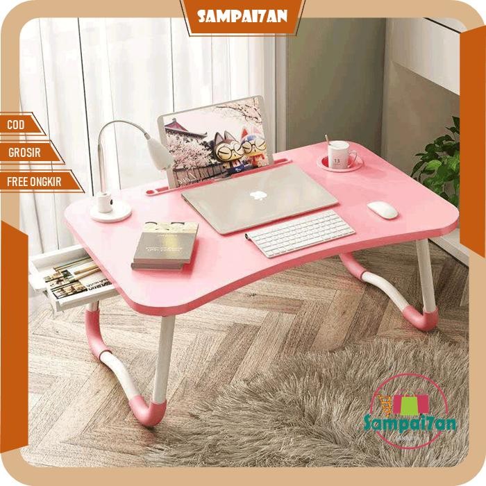 Meja Lipat Belajar Serbaguna Meja Lipat Furniture Laci Kayu Laptop Meja Belajar Portable Polos