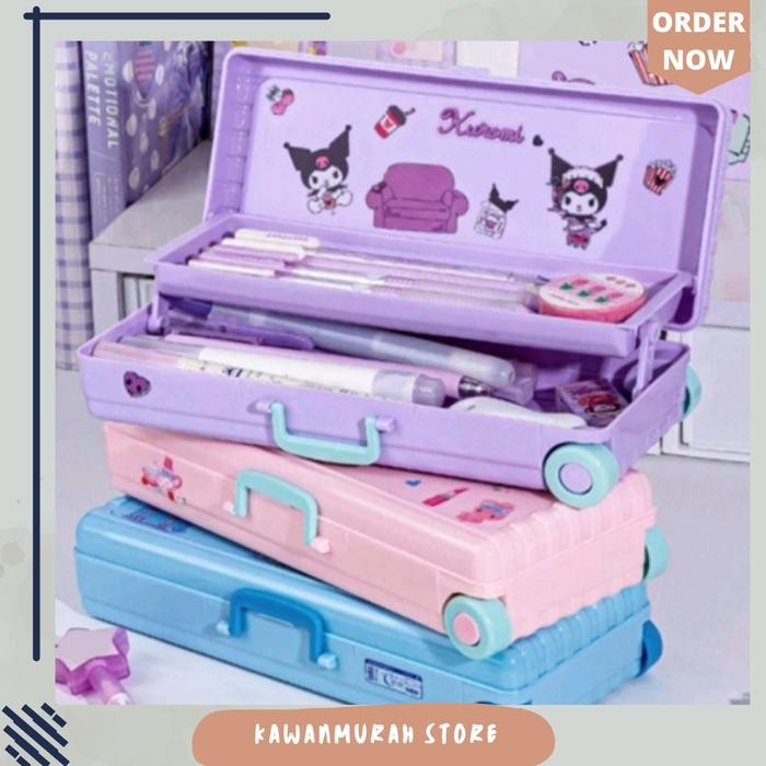 

Pilihan- Kotak Pensil Model Troli Motif Kuromi Melody 2 Tingkat / Tempat Pensil