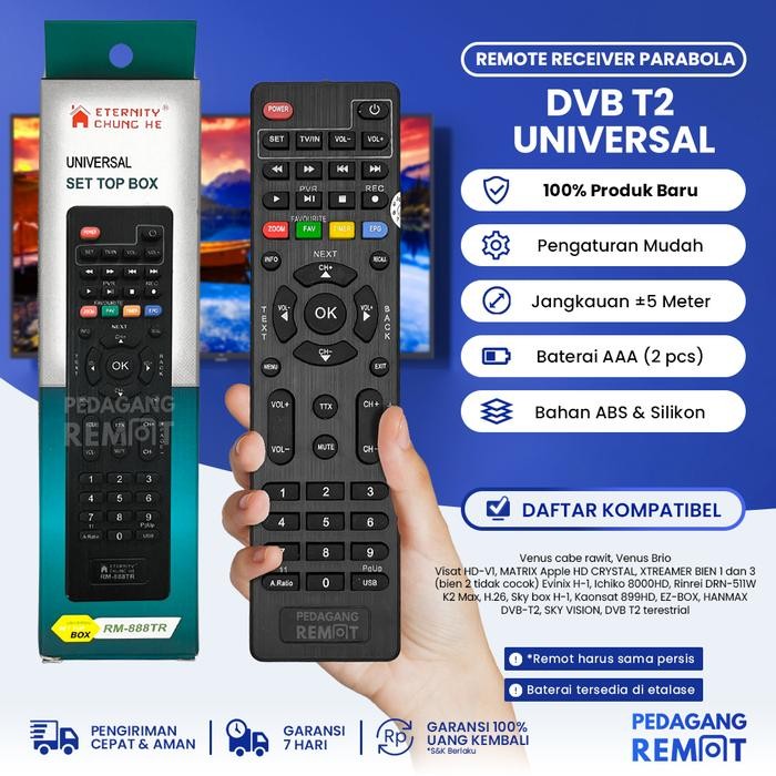 New Remot Remote STB DVB T2 Receiver Parabola Xtreamer Bien 1 & 2