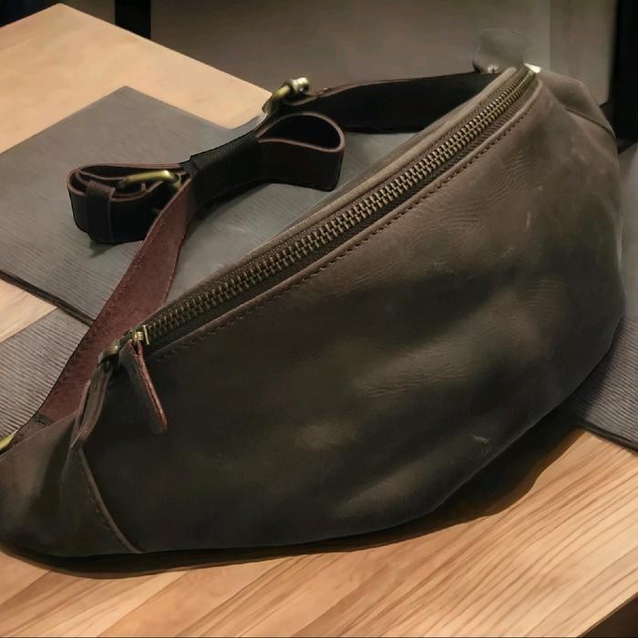 Ready Cedro Leather Tas Kulit Asli Waistbag Wb02 Resleting Ykk Original