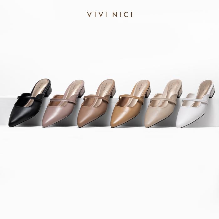 Pilihan- Vivi Nici - Lillie Sendal Selop Mules Wanita Hak 3 Cm Shoes Sandal Wanita Heels Wanita
