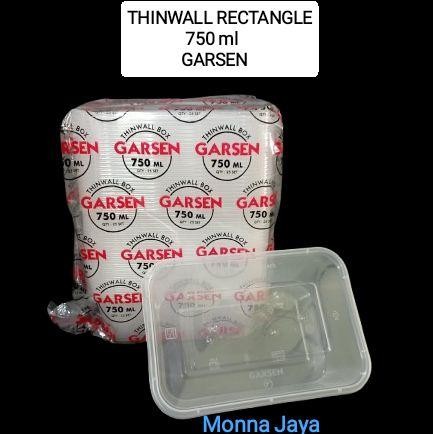 Thinwall Rectangle 750ml-Thinwall Persegi Panjang 750ml- Merk HiBA/GARSEN - Kotak Makan Plastik Isi