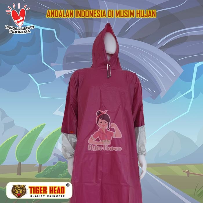 Jas hujan TIGER HEAD Ponco Lengan 68224 ORI Mantel Jaket Raincoat