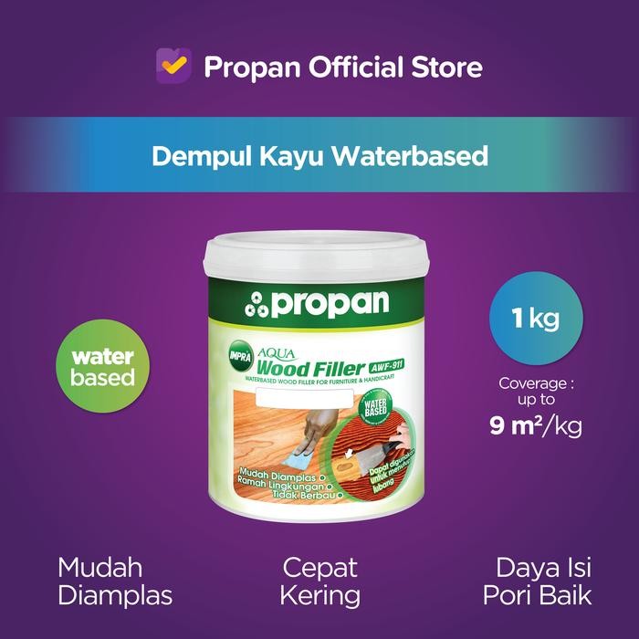 DEMPUL KAYU WATERBASED PROPAN IMPRA AQUA WOOD FILLER 1KG